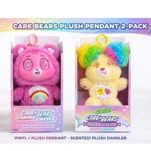 Care Bears Caring Cuties Cheer Bear Vinyl Plush Pendant & Sugar Cuties Dangler